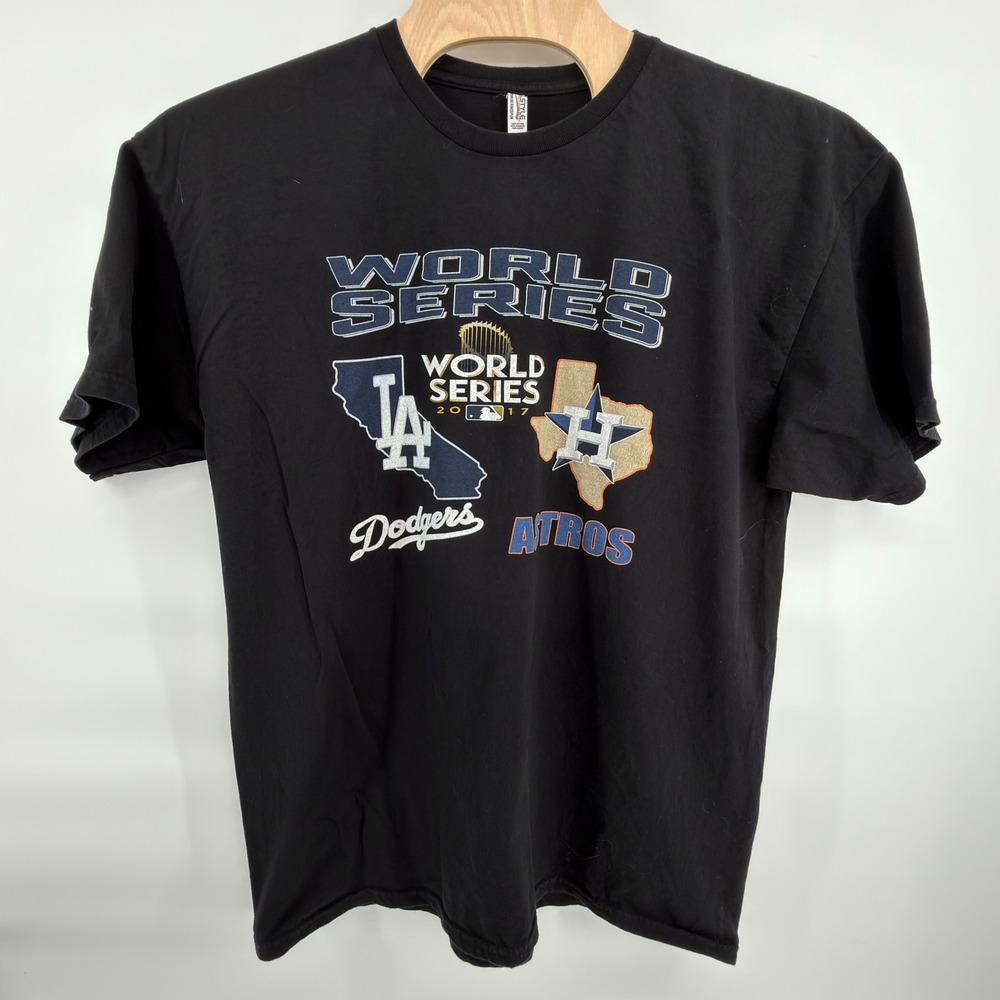 2017 World Series T Shirt Mens 2XL Black LA Dodgers Houston Astros Alstyle MLB